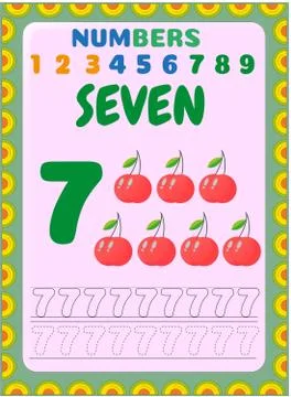 Preschool toddler math with cherry design Stock Illustration