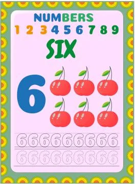 Preschool toddler math with cherry design Stock Illustration