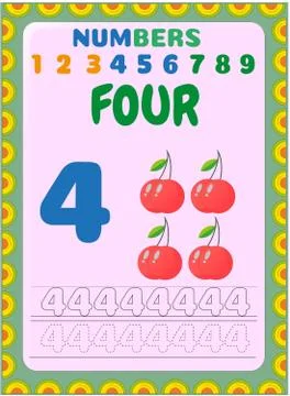 Preschool toddler math with cherry design Illustrazione stock