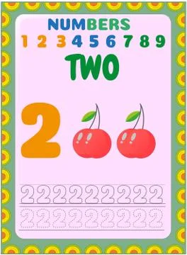 Preschool toddler math with cherry design Stock Illustration