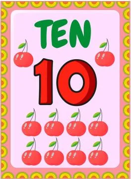 Preschool toddler math with cherry design Stock Illustration