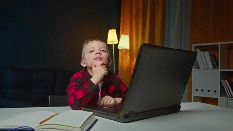 A preschooler looking for a solution to a problem and suddenly he gets an idea Stock Footage 168946732