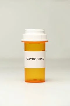 Prescription Bottle with Oxycodone Label Stock Photos