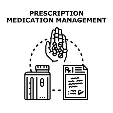 Prescription medication management concept vector illustration Stock Illustration