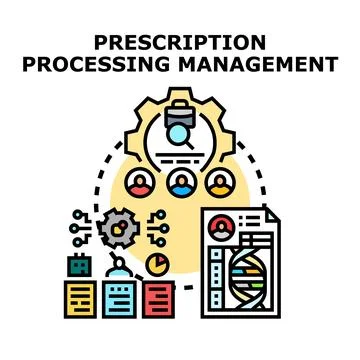 Prescription processing management system vector concept Stockillustratie
