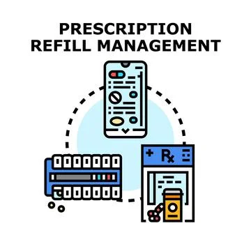 Prescription refill management system using digital technology Stock Illustration