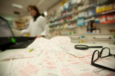 Prescriptions at the pharmacy Stock Photos