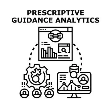 Prescriptive guidance analytics system providing data driven solutions Illustrazione stock