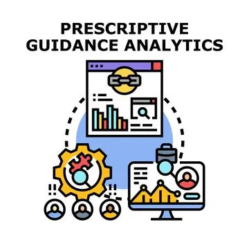 Prescriptive guidance analytics system providing data driven solutions Stock Illustration