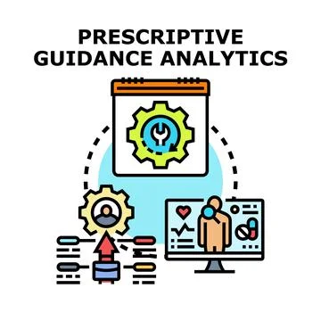Prescriptive guidance analytics system providing data driven recommendations Stockillustratie