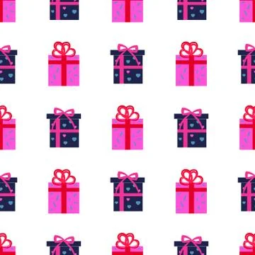 Presen Gift Boxes Seamless Pattern Vector Stock Illustration