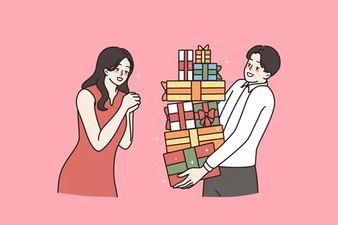 Present and holiday gift concept. Illustrazione stock