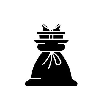 Present bag black icon, vector sign on isolated background. Present bag concept Stock Illustration