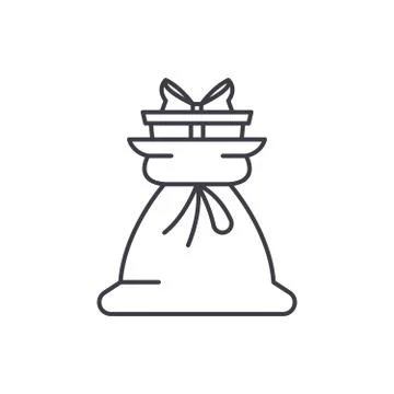 Present bag line icon concept. Present bag vector linear illustration, symbol Stock Illustration