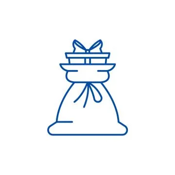 Present bag line icon concept. Present bag flat vector symbol, sign, outline Stock Illustration