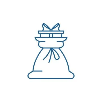 Present bag line icon concept. Present bag flat vector symbol, sign, outline イラスト素材
