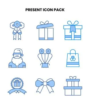 Present Blue Collection Icons Pack Illustrazione stock