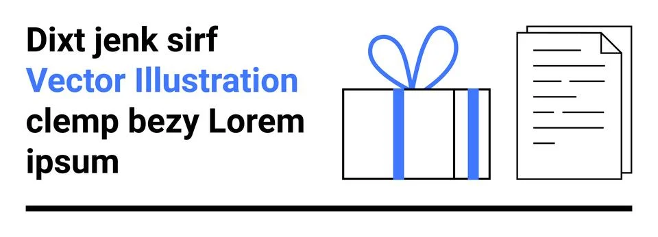 Present with Bow and Stack of Documents with Sample Text in Bold Font Illustrazione stock