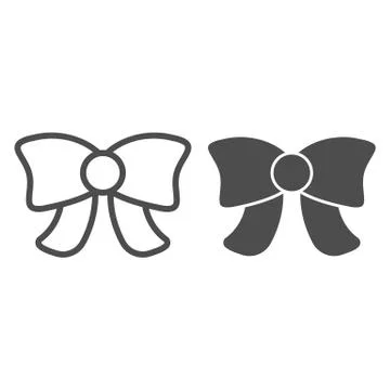 Present bow line and glyph icon. Gift decor vector illustration isolated on Illustrazione stock