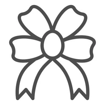 Present bow line icon. Double knotted bow vector illustration isolated on white Stock Illustration