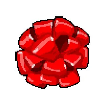 Present bow ribbon pixel art vector illustration Stock Illustration