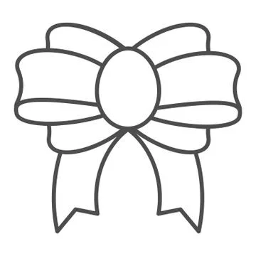 Present bow thin line icon. Festive decor vector illustration isolated on white 스톡 일러스트