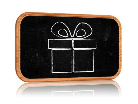 Present box on blackboard banner Stock Illustration