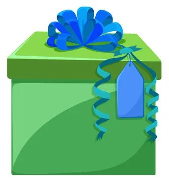 Present box with blue ribbon Stock Illustration