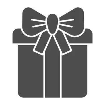Present box with bow solid icon. Gift box vector illustration isolated on white 스톡 일러스트