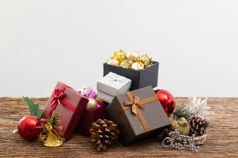 Present box with color ribbon on white background for christmas birthday spec Stock Photos
