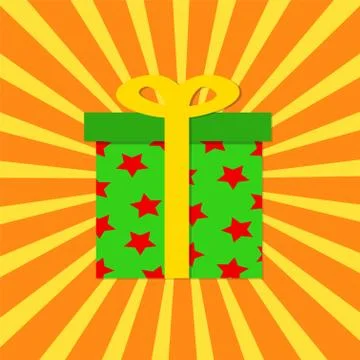 Present in Box Decorated on Pop Art Stripped Background, stock vector illustr Stock Illustration