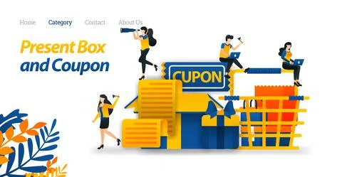 Present Box Designs With Various Accessories, Gift Coupons and Shopping cart. Stock Illustration