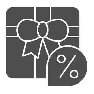 Present box with discount solid icon. Gift discount vector illustration isolated Stock Illustration