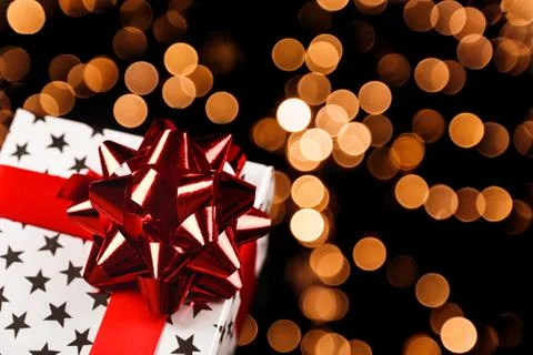 Present box with gift inside Stock Photos