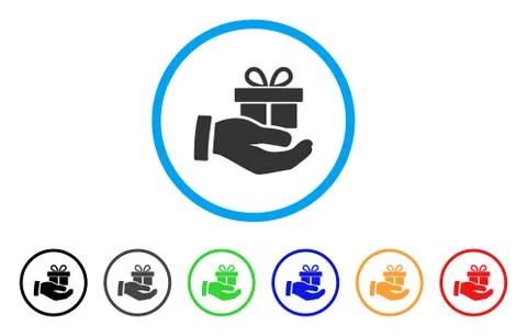 Present Box Give Hand Rounded Icon 库存插图
