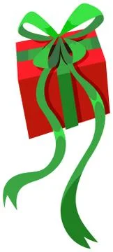 Present box with green ribbon Illustrazione stock