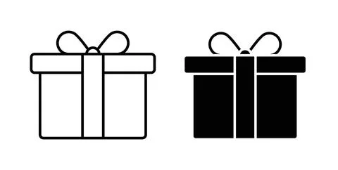 Present box icon in black and white. vector icon pack for websites Stock Illustration