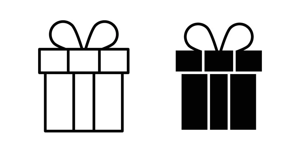 Present box icon black vector isolated on white Stock Illustration