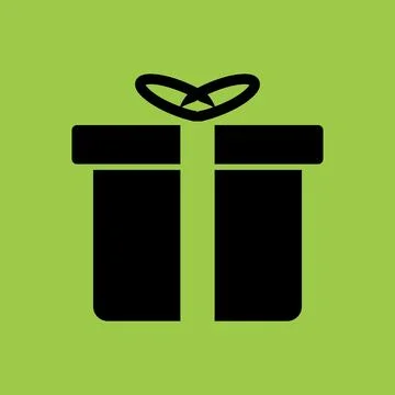 Present box icon isolated on green background. Vector. Ilustración de archivo