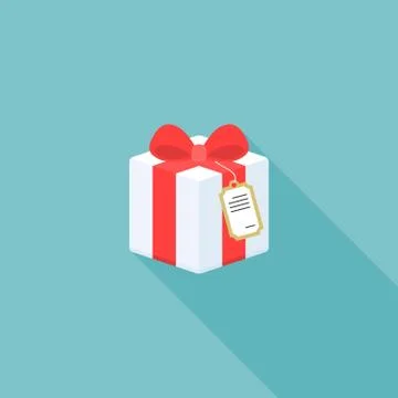 Present box icon with tag ,flat design Stock Illustration