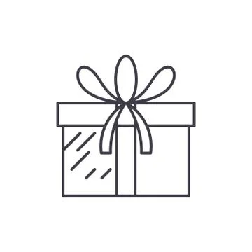 Present box line icon concept. Present box vector linear illustration, symbol Stock Illustration