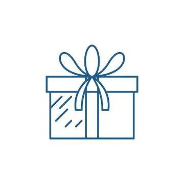 Present box line icon concept. Present box flat vector symbol, sign, outline Stock Illustration