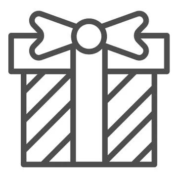Present box line icon. Gift box vector illustration isolated on white. Package Stock Illustration