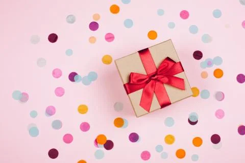 Present box with red bow Stock Photos