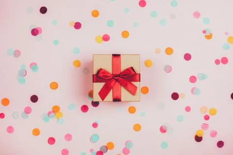 Present box with red bow Stock Photos