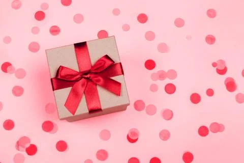 Present box with red bow Stock Photos