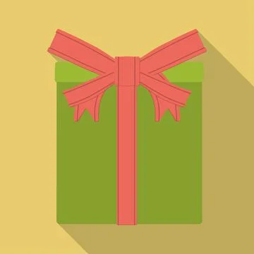 Present box with ribbon bow icon. Vector illustration Stock Illustration