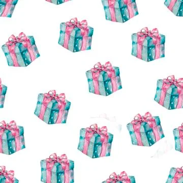 Present box seamless gift pattern. Giveaway holidays repeated pattern present Illustrazione stock