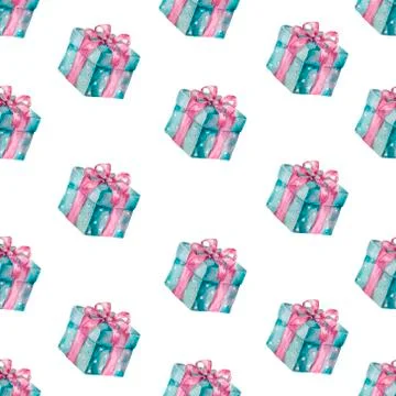 Present box seamless gift pattern. Giveaway holidays repeated pattern present Illustrazione stock