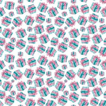 Present box seamless gift pattern. Giveaway holidays repeated pattern present イラスト素材